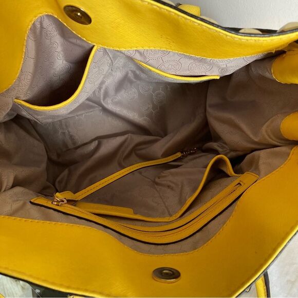 MICHAEL KORS Yellow RARE Studded XL Hamilton Satchel Shoulder Bag Raven Selma - Picture 9 of 10